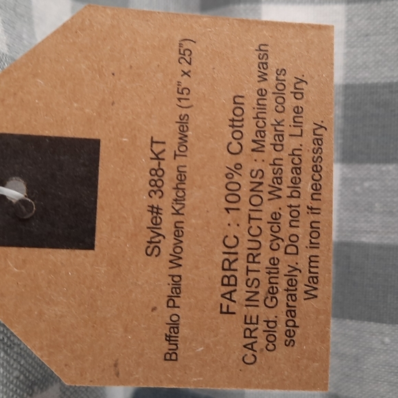 Buffalo Plaid Check Woven Gray White Cotton Kitchen Dish Towel Two Piece Set - Picture 4 of 4